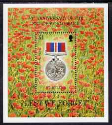 St Helena 1995 50th Anniversary of end of World War II perf m/sheet unmounted mint SG MS 698, stamps on , stamps on  ww2 , stamps on medals, stamps on poppy