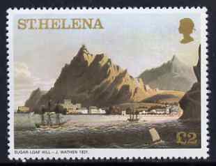 St Helena 1976 Aquatints definitive 2 Sugar Loaf Hill in 1821, unmounted mint SG 331A, stamps on arts, stamps on ships