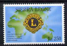 Sierra Leone 1992 Anniversaries & Events - International Lions Club perf 250L unmounted mint SG 1948*, stamps on , stamps on  stamps on lions int, stamps on  stamps on maps