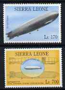 Sierra Leone 1992 Anniversaries & Events - Graf Zeppelin perf set of 2 unmounted mint SG 1945 & 53*, stamps on , stamps on  stamps on aviation, stamps on  stamps on airships, stamps on  stamps on zeppelins