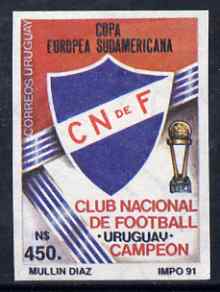 Uruguay 1991 National Football Club Winners 450p (Club Badge) imperf unmounted mint, SG 2058 , stamps on , stamps on  stamps on football, stamps on  stamps on sport
