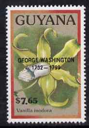 Guyana 1990 (?) George Washington opt on $7.65 orchid (Vanilla i) from World Personalities overprints, unmounted mint as SG type 465, stamps on personalities, stamps on orchids, stamps on flowers, stamps on constitutions, stamps on americana, stamps on presidents