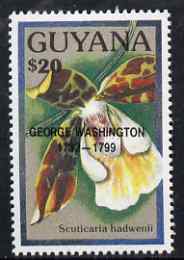 Guyana 1990 (?) George Washington opt on $20.00 orchid (Scuticaria h) from World Personalities overprints, unmounted mint as SG type 465, stamps on personalities, stamps on orchids, stamps on flowers, stamps on constitutions, stamps on americana, stamps on presidents