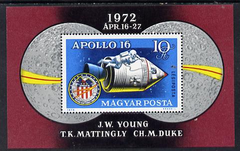 Hungary 1972 Apollo 16 m/sheet unmounted mint SG MS 2726 (Mi Bl 93), stamps on , stamps on  stamps on space