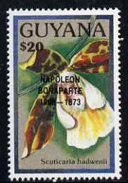 Guyana 1990 (?) Napoleon Bonaparte opt on $20.00 orchid (Scuticaria h) from World Personalities overprints, unmounted mint as SG type 465, stamps on , stamps on  stamps on personalities, stamps on  stamps on orchids, stamps on  stamps on flowers, stamps on  stamps on napoleon  , stamps on  stamps on dictators.