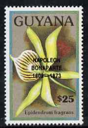 Guyana 1990 (?) Napoleon Bonaparte opt on $25.00 orchid (Epidendrum f) from World Personalities overprints, unmounted mint as SG type 465, stamps on , stamps on  stamps on personalities, stamps on  stamps on orchids, stamps on  stamps on flowers, stamps on  stamps on napoleon  , stamps on  stamps on dictators.