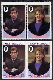 Montserrat 1986 Royal Wedding 70c se-tenant pair with Country name & value omitted, plus imperf pair as normal, all unmounted mint, SG 691avar, stamps on , stamps on  stamps on royalty, stamps on  stamps on andrew, stamps on  stamps on fergie