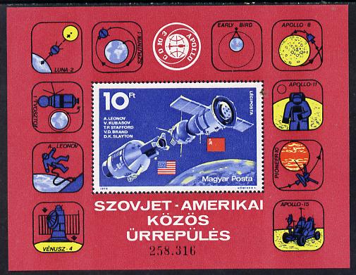 Hungary 1975 Apollo-Soyuz m/sheet unmounted mint SG MS 2972 (Mi Bl 111), stamps on , stamps on  stamps on space