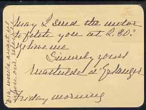 Great Britain 1907 Two cards from Baroness Matilde d'Erlanger to the Lady Southampton inviting her to share a drive with her and PRINCESS CHRISTIAN.  (Lady Ismay Southampton was Lady-in-Waiting to Queen Victoria from 1878 until her death in 1901), stamps on , stamps on  stamps on royalty, stamps on  stamps on 