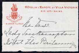 Great Britain 1907 Letter sheet from PRINCESS CHRISTIAN to the Lady Southampton inviting her to luncheon with Madame dErlanger. (Lady Ismay Southampton was Lady-in-Waitin..., stamps on royalty, stamps on 