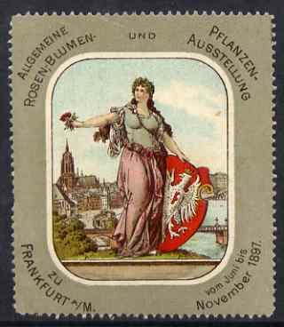 Cinderella - Germany 1897 Rose Flower & Plant Exhibition, Frankfurt, perf label very fine with full gum, stamps on , stamps on  stamps on cinderella, stamps on  stamps on exhibitions, stamps on  stamps on flowers, stamps on  stamps on roses