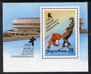 Hungary 1988 World Figure Skating Championships m/sheet SG MS 3831 (mi Bl 195) , stamps on , stamps on  stamps on sport     ice skating