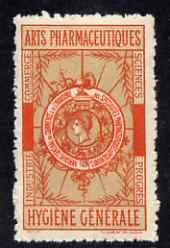 Cinderella - France 1900c Pharmaceutical & Hygiene Exhibition,  perf label, fine with full gum, stamps on cinderella, stamps on exhibitions, stamps on drugs, stamps on medical