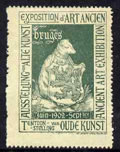 Cinderella - Belgium 1902 Ancient Art Exhibition, Bruges, perf label in green, fine with full gum, stamps on , stamps on  stamps on cinderella, stamps on  stamps on exhibitions, stamps on  stamps on arts, stamps on  stamps on 