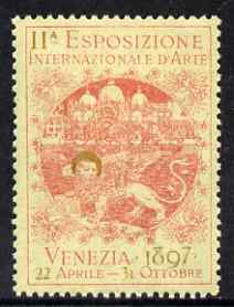 Cinderella - Italy 1897 International Art Exhibition, Venezia, perf label in red & gold fine with full gum, stamps on , stamps on  stamps on cinderella, stamps on  stamps on exhibitions, stamps on  stamps on arts