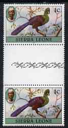 Sierra Leone 1980-82 Birds - Turaco 1c (with 1981 imprint) unmounted mint gutter pair SG 622B, stamps on , stamps on  stamps on birds, stamps on  stamps on 