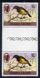 Sierra Leone 1980-82 Birds - Sunbird 2c (with 1982 imprint date) unmounted mint gutter pair SG 623B*, stamps on , stamps on  stamps on birds, stamps on  stamps on 