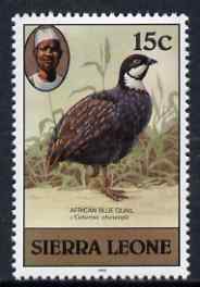 Sierra Leone 1980-82 Birds - Blue Quail 15c (with 1982 imprint date) unmounted mint SG 628B*, stamps on birds, stamps on 