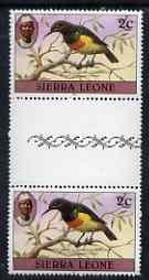 Sierra Leone 1980-82 Birds - Sunbird 2c (with 1981 imprint date) unmounted mint gutter pair SG 623B*, stamps on , stamps on  stamps on birds, stamps on  stamps on 