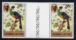 Sierra Leone 1980-82 Birds - Turaco 30c (with 1981 imprint date) unmounted mint gutter pair SG 630B*, stamps on , stamps on  stamps on birds, stamps on  stamps on 