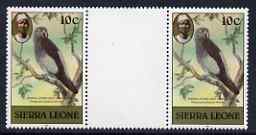 Sierra Leone 1983 Grey Parrot 10c (with 1983 imprint) unmounted mint gutter pair SG 765, stamps on , stamps on  stamps on birds, stamps on  stamps on parrots