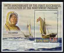 Malawi 2006 Roald Amundsen perf m/sheet unmounted mint, stamps on , stamps on  stamps on personalities, stamps on  stamps on explorers, stamps on  stamps on ships, stamps on  stamps on polar