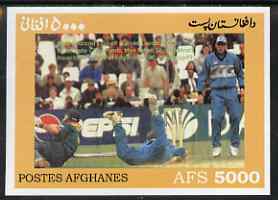 Afghanistan 1999 Cricket #5 imperf m/sheet (Geoff & Chris Harris of New Zealand with Herschelle Gibbs of S Africa) unmounted mint