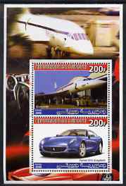 Djibouti 2006 Concorde & Ferrari 612 Scaglietti perf sheetlet containing 2 values unmounted mint, stamps on concorde, stamps on cars, stamps on ferrari