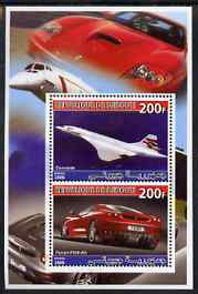 Djibouti 2006 Concorde & Ferrari F430-RA perf sheetlet containing 2 values unmounted mint, stamps on , stamps on  stamps on concorde, stamps on  stamps on cars, stamps on  stamps on ferrari