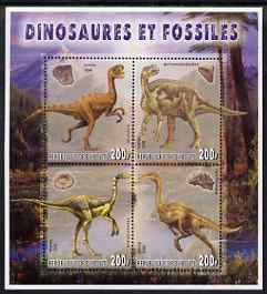 Djibouti 2006 Dinosaurs & Fossils #1 perf sheetlet containing set of 4 unmounted mint, stamps on dinosaurs, stamps on fossils, stamps on rocks, stamps on minerals