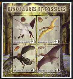 Djibouti 2006 Dinosaurs & Fossils #2 perf sheetlet containing set of 4 unmounted mint, stamps on , stamps on  stamps on dinosaurs, stamps on  stamps on fossils, stamps on  stamps on rocks, stamps on  stamps on minerals