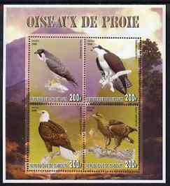 Djibouti 2006 Birds of Prey #2 perf sheetlet containing set of 4 unmounted mint, stamps on , stamps on  stamps on birds, stamps on  stamps on birds of prey