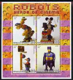 Djibouti 2006 Robots - Heroes of the Cinema perf sheetlet containing 4 values unmounted mint, stamps on , stamps on  stamps on space, stamps on  stamps on toys, stamps on  stamps on cinema, stamps on  stamps on films, stamps on  stamps on movies, stamps on  stamps on basketball