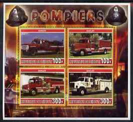 Djibouti 2006 Fire Engines #1 perf sheetlet containing 4 values unmounted mint, stamps on fire