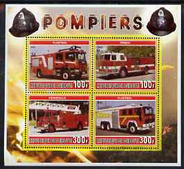 Djibouti 2006 Fire Engines #5 perf sheetlet containing 4 values unmounted mint, stamps on fire