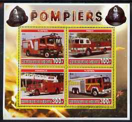 Djibouti 2006 Fire Engines #5 perf sheetlet containing 4 values unmounted mint, stamps on , stamps on  stamps on fire