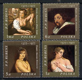 Poland 1977 Rubens Paintings set of 4 unmounted mint SG 2484-87, stamps on , stamps on  stamps on arts     nudes, stamps on  stamps on renaissance