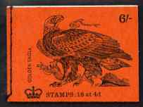 Booklet - Great Britain 1968-70 Birds - Golden Eagle (red cover Oct 1970) 6s booklet complete and fine, SG QP55, stamps on birds, stamps on eagles, stamps on birds of prey, stamps on 