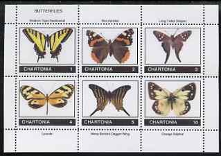 Chartonia (Fantasy) Butterflies perf sheetlet containing 6 values unmounted mint, stamps on , stamps on  stamps on cinderella, stamps on  stamps on butterflies