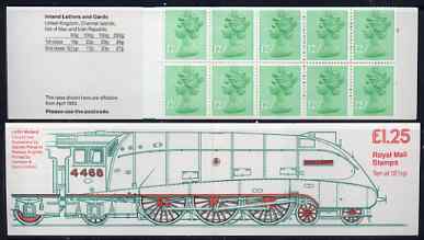 Great Britain 1983 Railways Engines #3 (LNER Mallard) £1.25 folded booklet with margin at left SG FK7A, stamps on railways
