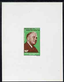 Upper Volta 1970 Roosevelt Anniversary 10f imperf de-luxe sheet on sunken card in full issued colours, SG297, stamps on constitutions, stamps on americana, stamps on personalities