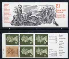 Great Britain 1987-88 Sherlock Holmes series #2 (The Hound of the Baskervilles) £1 booklet complete with cyl numbers, SG FH9, stamps on police, stamps on literature