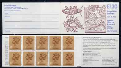 Great Britain 1988 Linean Society £1.30 booklet complete with margin at right, SG FL12B, stamps on , stamps on  stamps on fish, stamps on  stamps on insects, stamps on  stamps on mermaids, stamps on  stamps on marine life, stamps on  stamps on 
