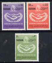 Sudan 1965 International Co-operation Year perf set of 3 unmounted mint, SG 248-50, stamps on , stamps on  stamps on communications, stamps on  stamps on  icy , stamps on  stamps on 