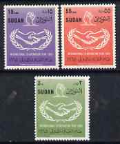 Sudan 1965 International Co-operation Year perf set of 3 unmounted mint, SG 248-50, stamps on communications, stamps on  icy , stamps on 