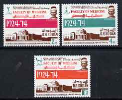 Sudan 1974 50th Anniversary of Faculty of Medicine perf set of 3 unmounted mint, SG 343-45, stamps on buildings, stamps on medical
