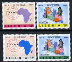 Liberia 1974 ELWA Radio Station Anniversary perf set of 4 unmounted mint, SG 1183-86, stamps on communications, stamps on radio, stamps on maps, stamps on 
