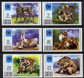 Liberia 1971 UNICEF - Animals & Their Young perf set of 6 unmounted mint, SG 1083-88, stamps on , stamps on  stamps on united nations, stamps on  stamps on unicef, stamps on  stamps on children, stamps on  stamps on animals, stamps on  stamps on zebras, stamps on  stamps on koalas, stamps on  stamps on bears, stamps on  stamps on foxes, stamps on  stamps on apes, stamps on  stamps on , stamps on  stamps on zebra