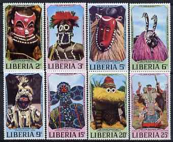 Liberia 1971 African Masks perf set of 8 unmounted mint, SG 1050-57, stamps on , stamps on  stamps on culture, stamps on  stamps on masks