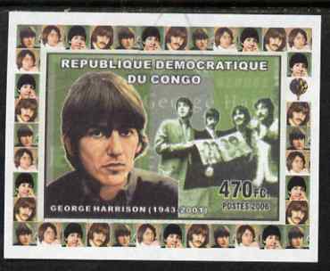 Congo 2006 The Beatles #3 George Harrison imperf sheetlet cto used, stamps on personalities, stamps on music, stamps on pops, stamps on beatles, stamps on rock